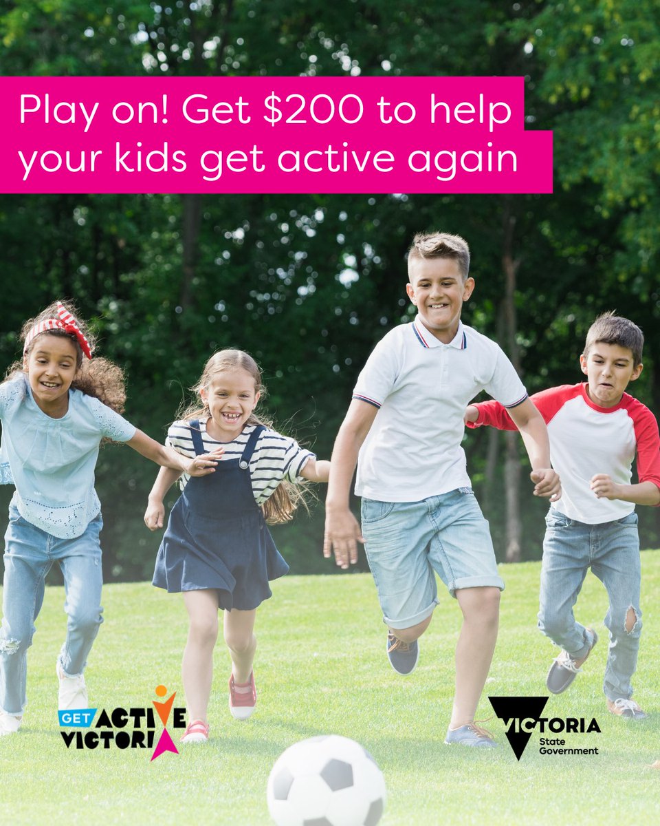 RegionalSprtVic's tweet photo. Have you applied for the #GetActiveKidsVoucher yet? You still have time applications close 5pm Tuesday 30 November! #GetActiveVic https://t.co/AV0EwRBfRq https://t.co/EnfBccRmPm