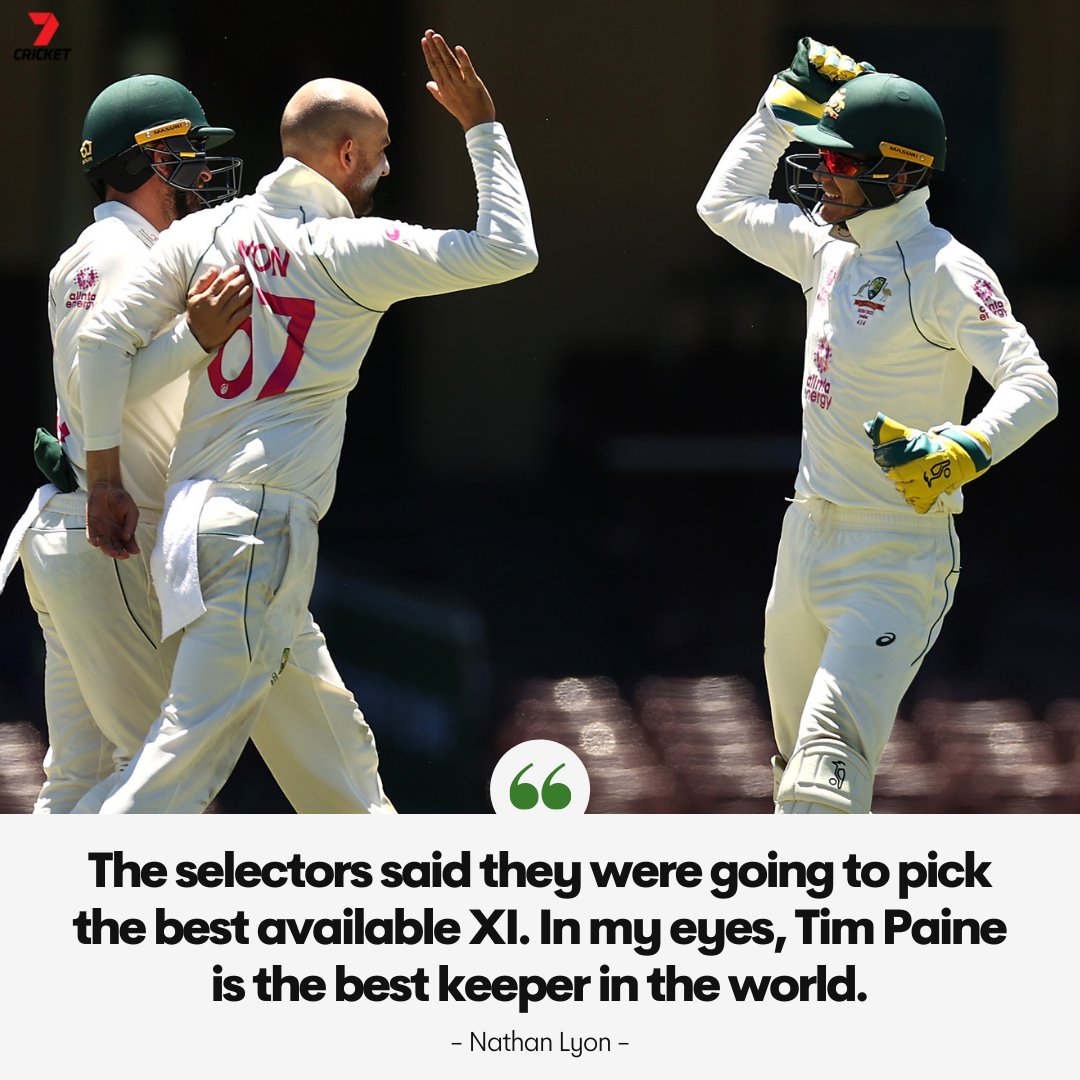 7Cricket's tweet photo. Nathan Lyon wants to see Tim Paine at the Gabba to start the #Ashes 🗣️ https://t.co/kuAbv4XJDO