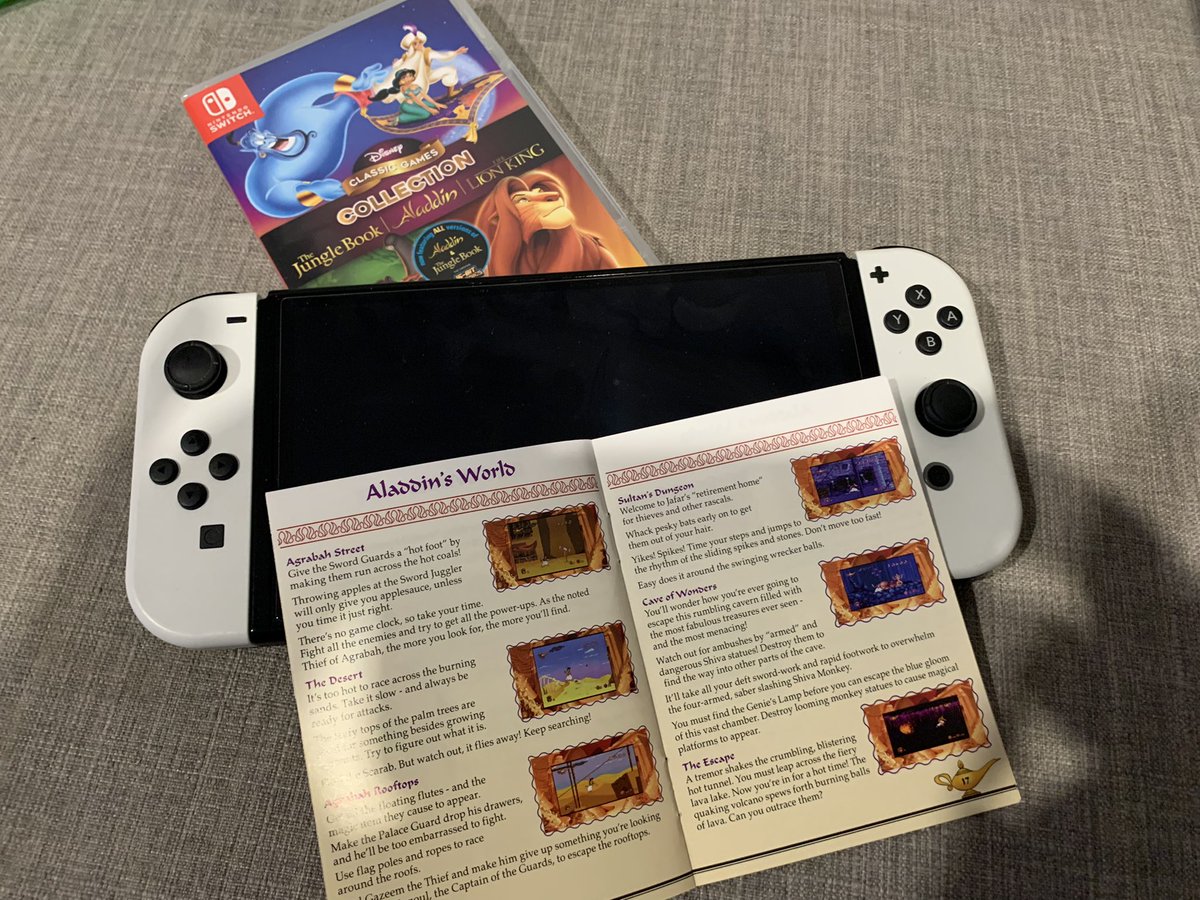 AdamRoffel's tweet photo. Thanks to #NighthawkInteractive and @Disney for sending over #DisneyClassicGames! Can’t wait to check out #TheJungleBook for the first time, and #Aladdin and #TheLionKing again!
But why only an Aladdin manual? https://t.co/8FKjtYc6Mt