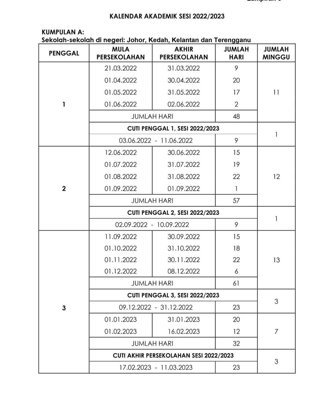 Takwim sekolah