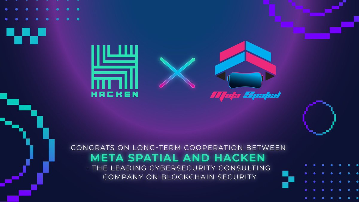 🌍<a href="/hackenclub/">Hacken🇺🇦</a> is delivering cybersecurity services for businesses of any scale and end customers around the world  in partnership with #MetaSpatial

☄This partnership makes MetaSpatial stronger in its ambition to be the leading platform Metaverse.🌕

🌈COME WITH THEM☀️