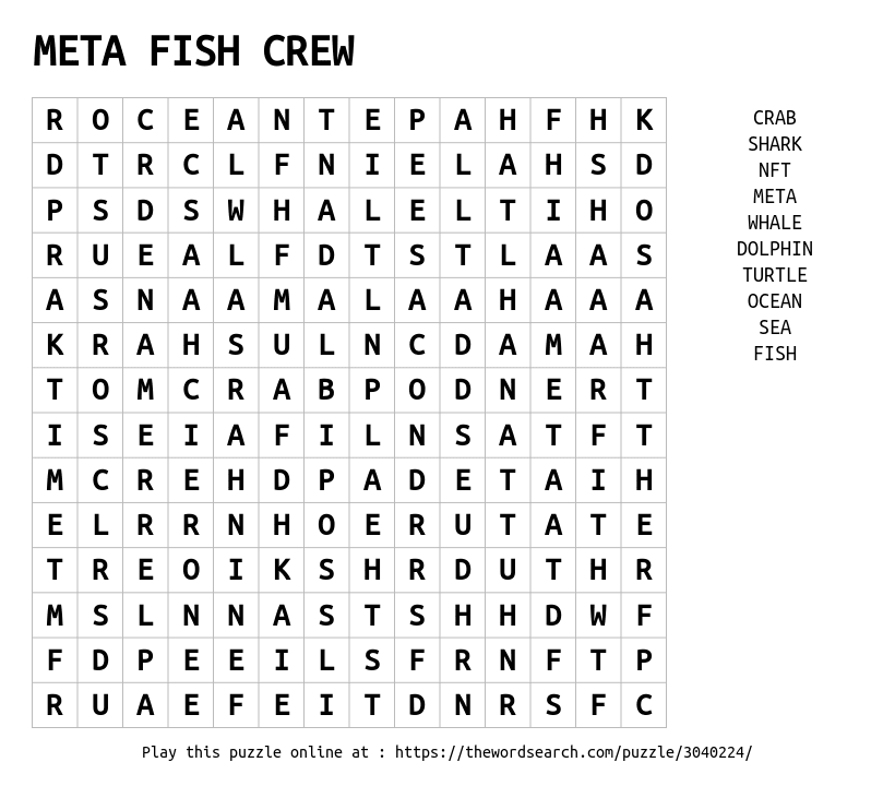 MetaFishCrew's tweet image. Can you find all the words?