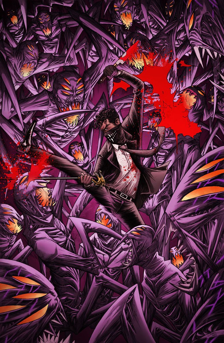 ElvinChing's tweet photo. House of Slaughter companion piece to my earlier SIKTC commission! 😃 Featuring Aaron Slaughter doing his thing.
#HouseofSlaughter #BoomComics #BoomStudios #SIKTC #SomethingIsKillingTheChildren #AaronSlaughter #FanArt #ElvinChing #comics https://t.co/NYQK5YO8cE