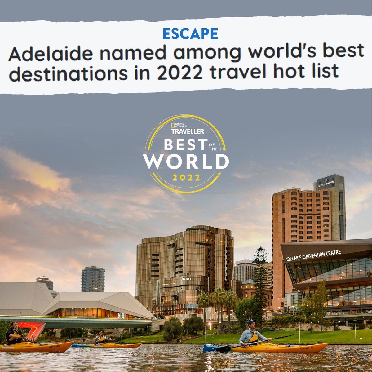marshall_steven's tweet photo. #Adelaide is the most liveable city in the nation - and now it’s been named one of the best travel destinations in the latest @NatGeoTravel hit list.

We are in the top 7 “World’s best sustainable destinations for 2022” and it’s not hard to see why! https://t.co/UEPEVHCcPa