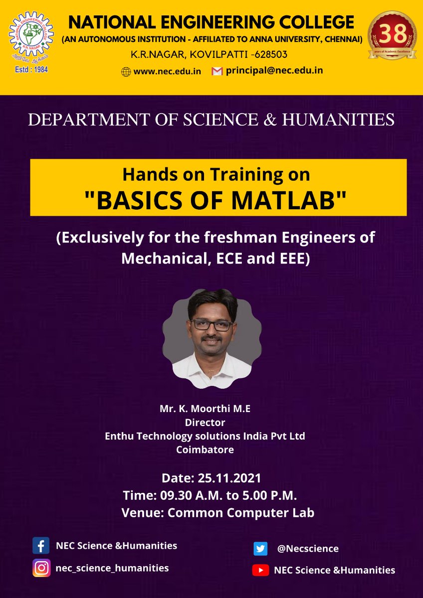 NecScience's tweet photo. #Training #handsontraining #basics #matlab #freshmanengineering https://t.co/2fGK8kmomJ