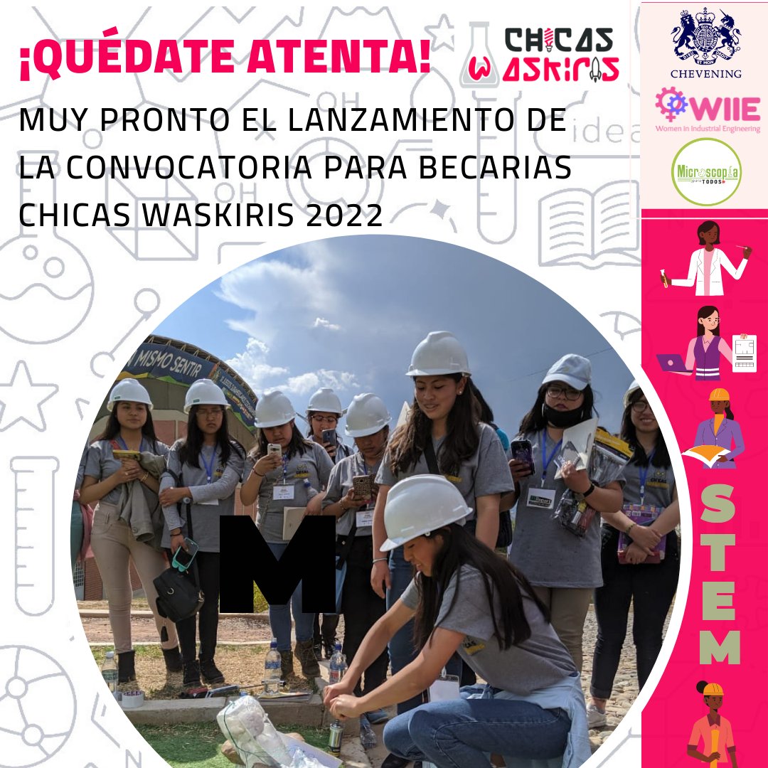 ¡𝐄𝐒𝐏É𝐑𝐀𝐋𝐎! 𝐘𝐀 𝐌𝐔𝐘 𝐏𝐑𝐎𝐍𝐓𝐎 𝐋𝐋𝐄𝐆𝐀:
El #CampamentoWaskiri2022
Puedes tener la oportunidad de formar parte del CAMPAMENTO DE #ChicasWaskiris 2022, muy pronto saldrá la convocatoria para BECARIAS.
¡𝗖𝗵𝗶𝗰𝗮𝘀 𝗽𝗼𝗱𝗲𝗿𝗼𝘀𝗮𝘀, 𝗰𝗵𝗶𝗰𝗮𝘀 𝗦𝗧𝗘𝗠!  👩‍💻👩‍🚀👩‍🔬
