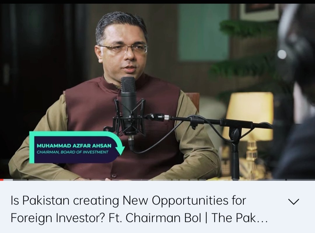MAzfarAhsan's tweet photo. https://t.co/CBdPmiq7AB

The Pakistan Pivot: In Conversation with Muhammad Azfar Ahsan - Minister of State, Chairman, Board of Investment (BOI) regarding Investment Climate and our plans to attract and facilitate investors. @investinpak https://t.co/pjq15xdrt3