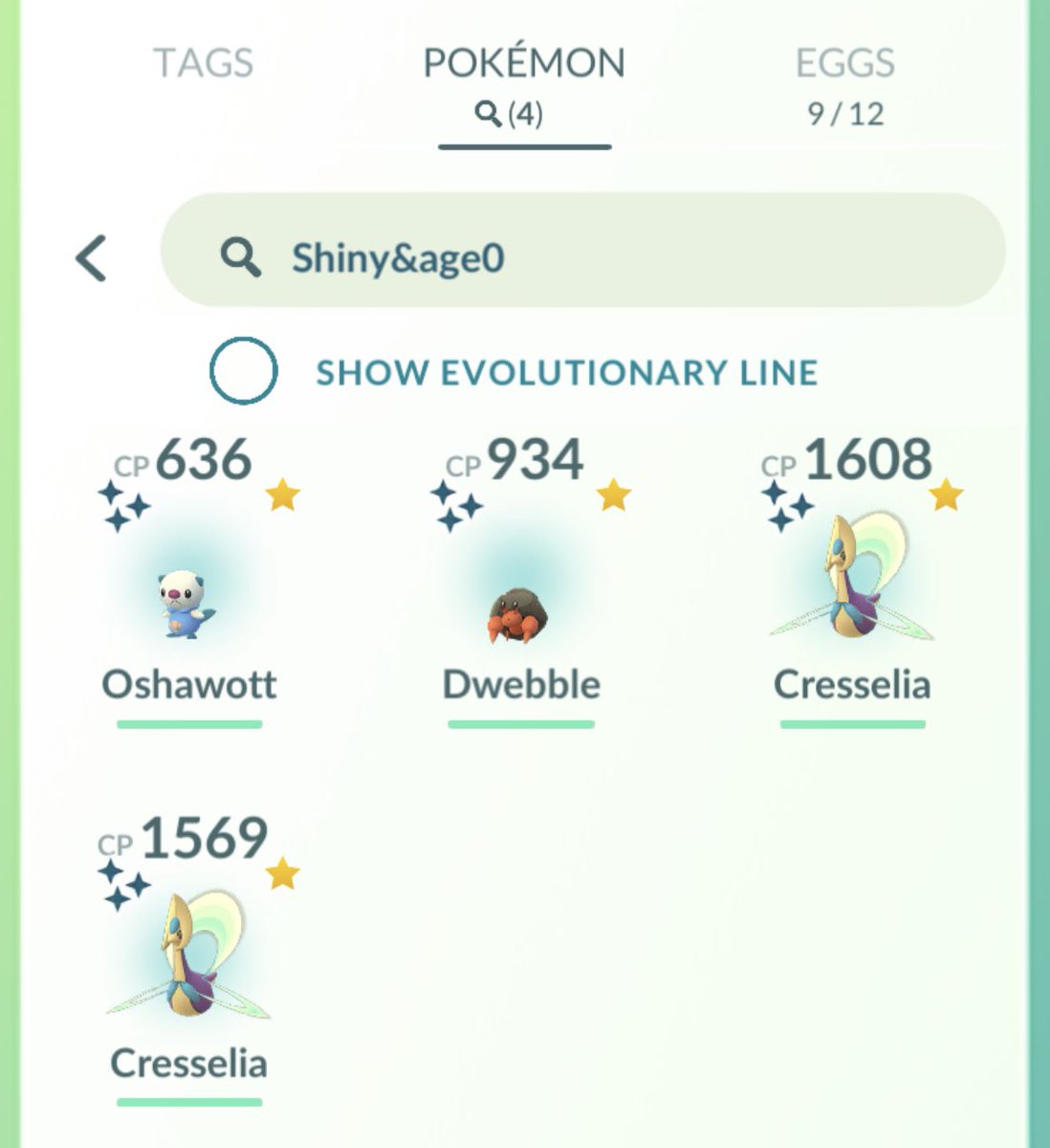 mrlongelote's tweet photo. Very pleased with my little shiny haul today! ✨ caught two shiny Cresselia in back to back raids and then caught a shiny Dwebble and Oshawott during my evening walk ✨🤗 #shinypokemon #shinyCresselia #shinydwebble #shinyoshawott #PokemonGO https://t.co/wEPqp2lHlC