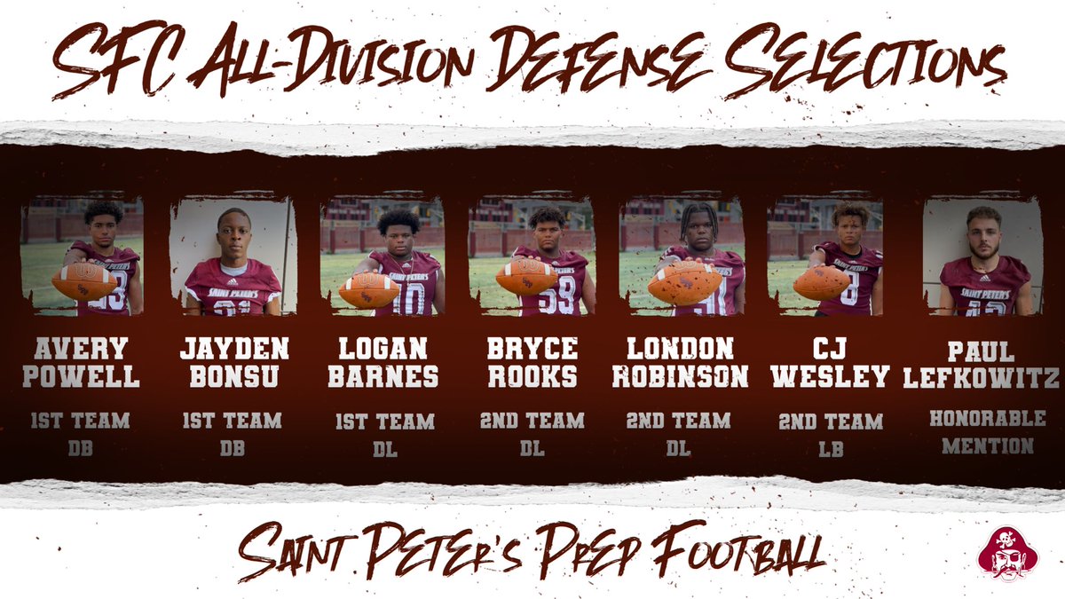 SPPFootball's tweet photo. Congrats to all of our @SFCFootballNJ All-Division United Red Selections @ac_oben @sam7slade @JaydenBonsu @Averypow_29 @TherealBarnes3 @champlong7 @CantGuardZion @Ericking_52 @NickSchoen3 @L__Robinson @RooksBryce59 @_CJWesley_ @Fitz_Ledgister @LefkowitzPaul https://t.co/kZD31CFhiq