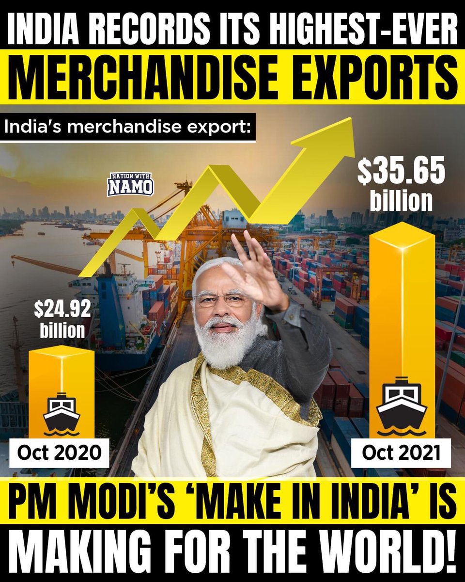 Gitanjali_DS's tweet photo. #MakeInIndia creates a #Export history.
#VocalForLocal duly accepted the #WorldOver.
#NewIndia
#ModiHaiToMumkinHai https://t.co/kREPqxXdib