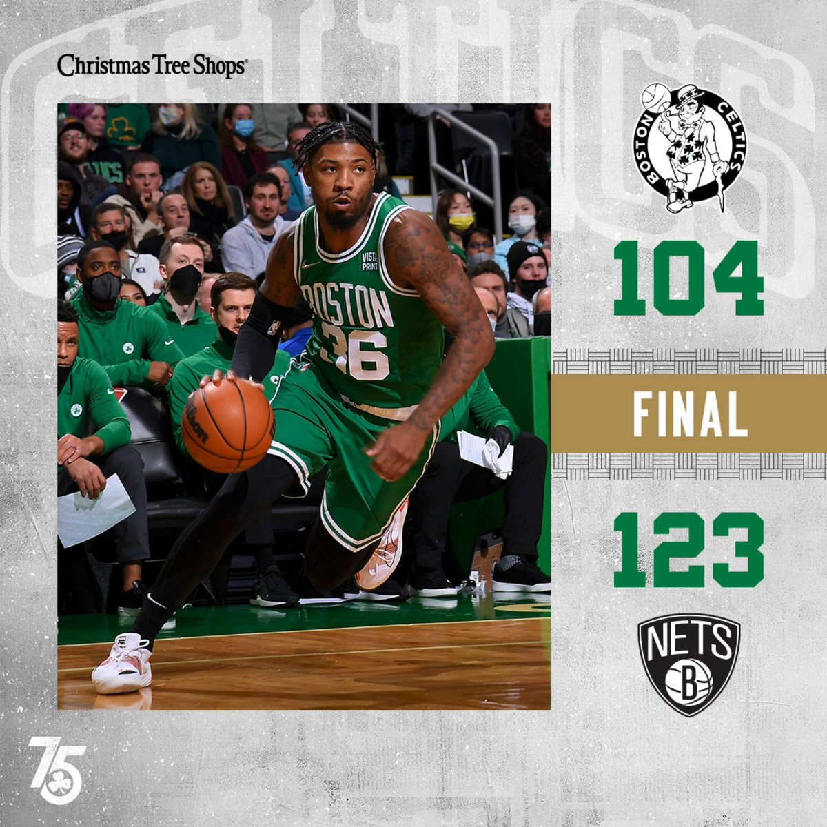 Celtics beaten by Nets 123-104 as 3 Brooklyn players score 20