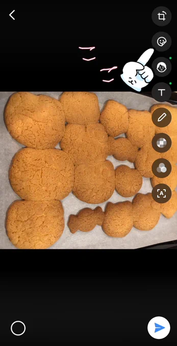 昨日リリースした写真に貼れるスタンプの使い方(LINEにて、画像送信時)

試しに有象無象が癒着したクッキーをデコりました。

https://t.co/kzwBwIVDWi 