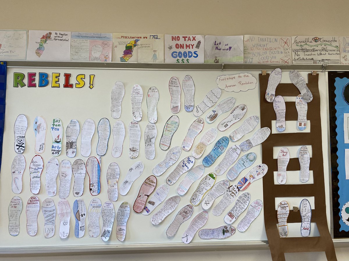 Our 7th grade Social Studies students are learning about the early American challenges and ideals. They created excellent examples of the footsteps to freedom. Today, we continue to follow the footsteps to “life, liberty, and the pursuit of happiness.”