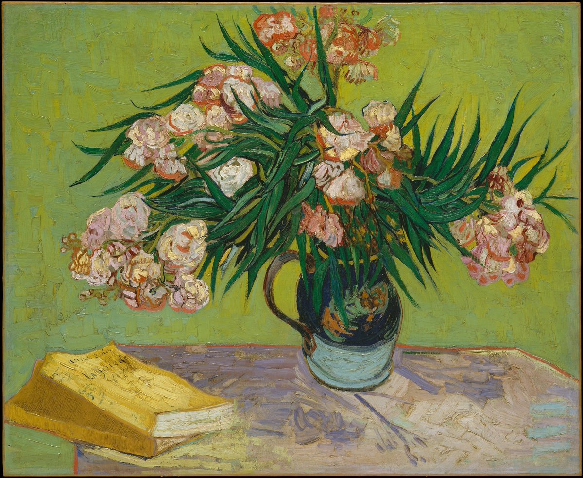 findanyworth's tweet photo. lukisan Still Life: Vase with Oelanders and Books (Tampak diam: vase bunga Oelander dan buku) karya Vincent Van Gogh
dan
buku La Joie de Vivre (Kebahagiaan dalam hidup) karya Émile Zola https://t.co/z3Q9awebMa