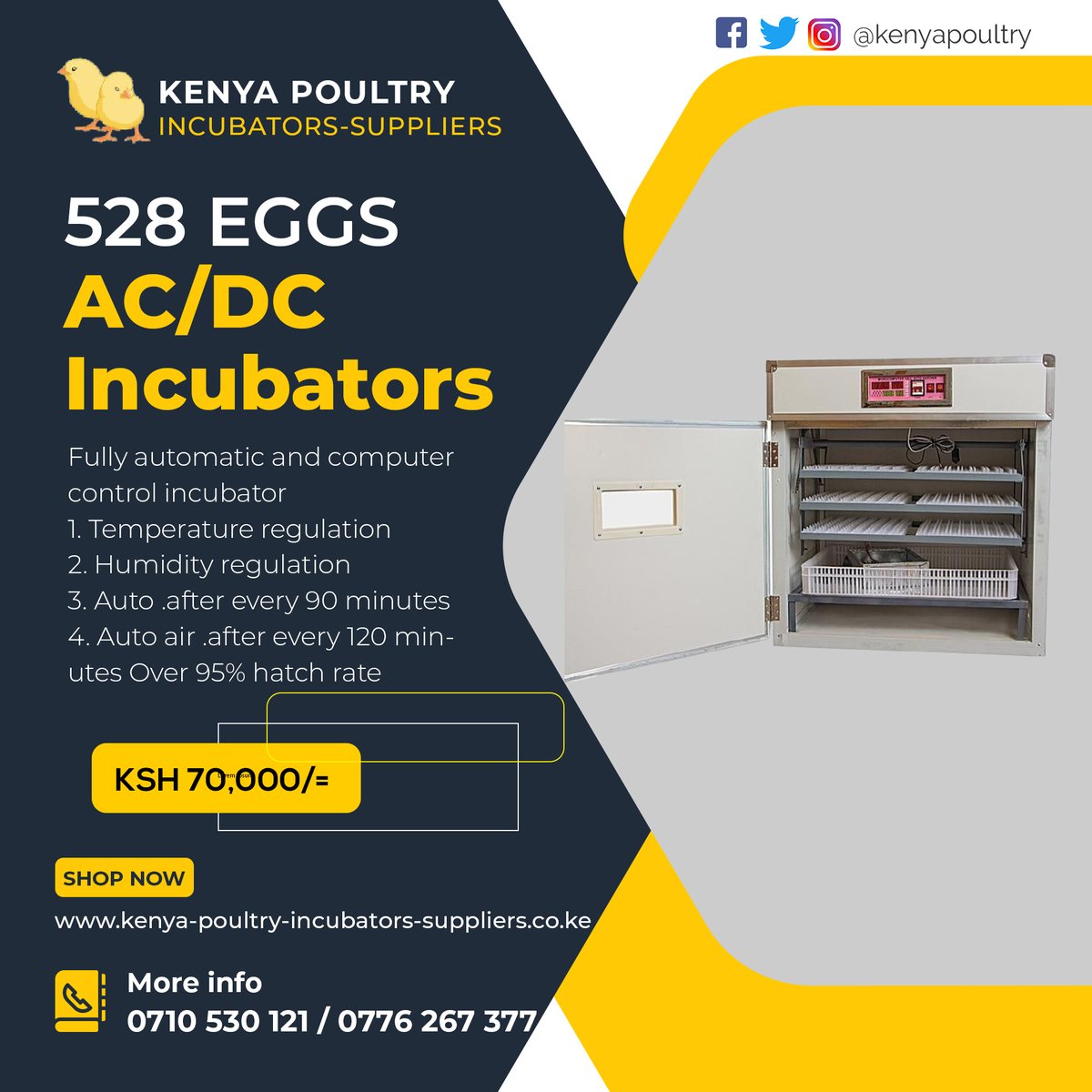Kenya Poultry Incubators Suppliers 
Call us on 0710 530 121
Dealers In: 
1. Eggs Incubators
2. Cages &amp; Housing
and other poultry items
Ramos  Guardiola Ngirici Sonko #PochOut Haaland Pessi Nairobi West Hospital