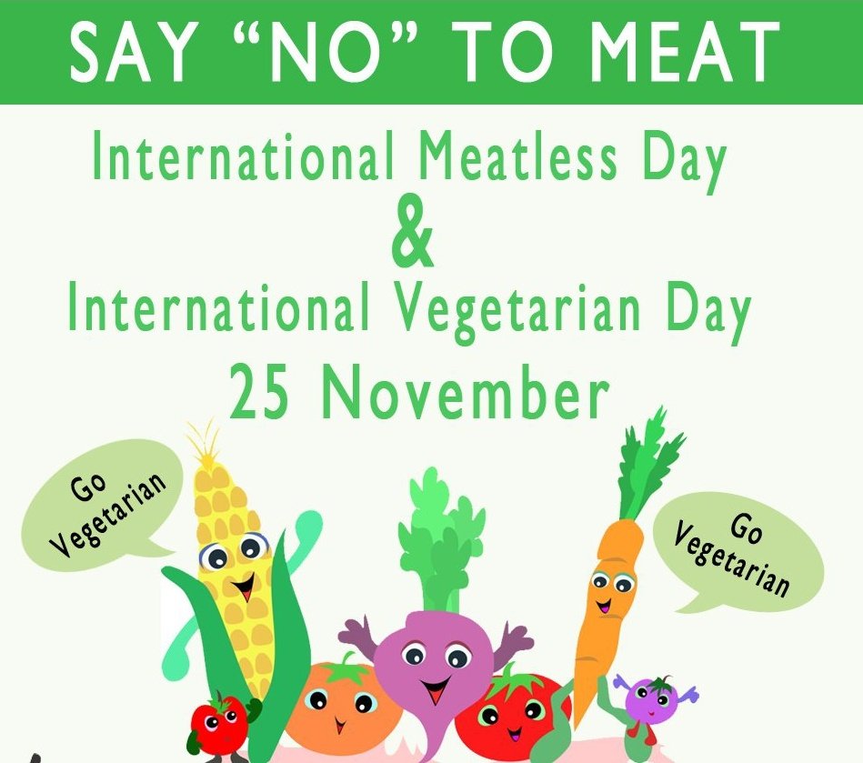 PriyankaWandhe's tweet photo. 🍂Say "NO" to Meat this International Vegetarian Day 2021
#vegetarian #Nomeat #govegetarian #InternationalMeatlessDay #InternationalVegetarianday #25November https://t.co/Odv0FgsyAp