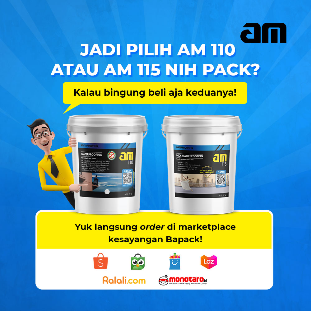 AM_MortarID's tweet photo. AM punya 2 solusi pelapis anti bocor yang bisa Bapack  pilih. Simak perbedaan keduanya di sini👇 
Jadi, udah tau kan keunggulan AM 110 dan AM 115? Cus langsung borong di Marketplace kesayangan Bapack!😎 #ammortar #solusicerdasbapackkeren https://t.co/WlnwLBFosS