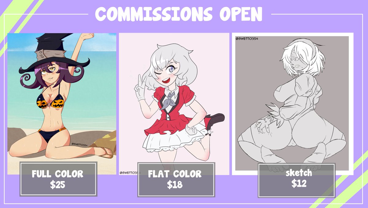 swetto354's tweet photo. A new way more appealing commission sheet, as always i really apreciate if you share
dm me if you want more information https://t.co/3o9HBKQ2hg