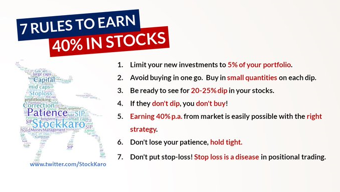 StockKaro's tweet photo. If you are holding quality stocks,you cant lose money.
Be Fear free & Greed free
"Stop Loss is a Fear & putting above 5% in one stock is a greed".
Follow my 7 rules.
India is in Bull Run for 10-20 yrs, corrections are just a speculations.
#investing #Ttrading #Stocks https://t.co/UB9dQ1GW1c