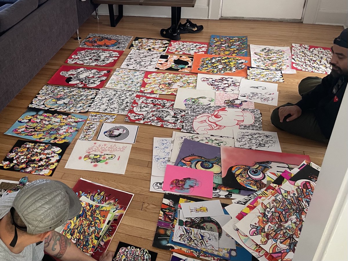 mumbot's tweet photo. So much work @chip7land was just working nonstop on his art while quarantined in Thailand #chip7 https://t.co/wiHOtCYsRN