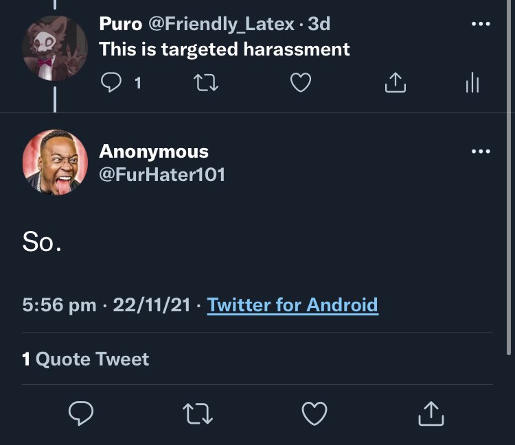 Friendly_Latex's tweet photo. If you encounter these two anywhere online, block and report them. They don’t deserve the attention they’re seeking.
#stopfurryhate #targetedharrasment #discriminationiswrong #stoptoxicaccounts https://t.co/0btr6eyDA2