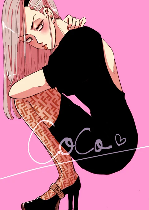 以前マロでFE●DIのタイツココくん似合う～的なお話したのを描いてみた🌟
※ブランド商品⚠️
※女装⚠️ 
