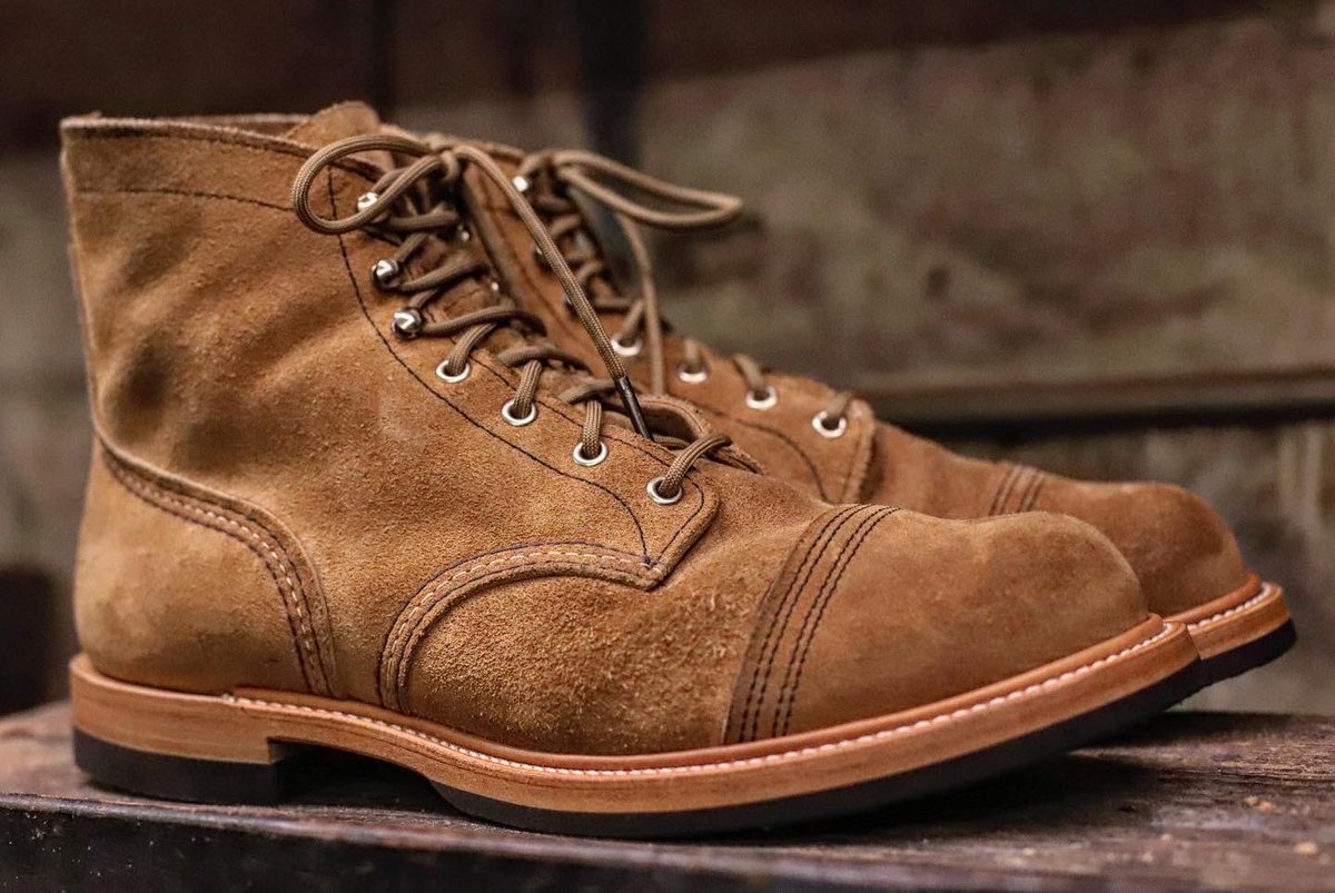 RoleClub's tweet photo. Redwing Iron Ranger resole. RC halfsoles and heels. Low block heel. Natural edge finish. Stormwelt. #rcredwing #roleclub #ironranger #redwing #redwingboots https://t.co/2EfDQY3FYW