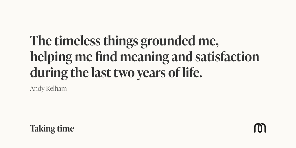 Taking Time (@wearetakingtime) on Twitter photo As we reach the end of Taking Time, Andy and I share some of our own thoughts.
This week <a href="/AndyKelham/">Andy Kelham</a> invites us to consider the normal stuff, where most of our lives are won and lost. An encouragement to value the things that time can never change.
takingti.me/articles/theti… As we reach the end of Taking Time, Andy and I share some of our own thoughts.
This week <a href="/AndyKelham/">Andy Kelham</a> invites us to consider the normal stuff, where most of our lives are won and lost. An encouragement to value the things that time can never change.
takingti.me/articles/theti…