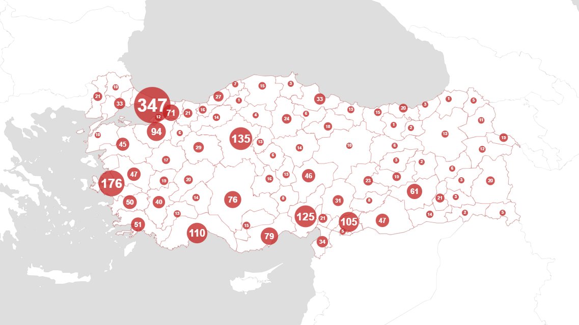 10 yılın kadın cinayetleri haritası: 

Türkiye'de 10 yılda en az 2534 kadın öldürüldü. Cinayetlerin yarısı, kadınların en fazla öldürüldüğü 10 ilde:

İstanbul-İzmir-Ankara-Adana-Antalya-Gaziantep-Bursa-Mersin-Konya-Kocaeli

#25KasımKadınaSiddeteHayır  #KadınCinayetlerineSon