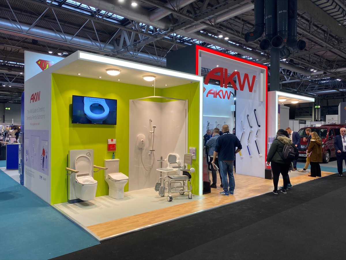 AKWcares's tweet photo. We had a great first day at @TheOTShow - let's make day two can be even better! Take a walk through our accessible showering gallery where we're showcasing some of our seats, grab rails, formers and showers! 🚿 Find us at D20 - we've still got plenty of #SuperOT goodies left! 😍 https://t.co/sITIyWWVTc