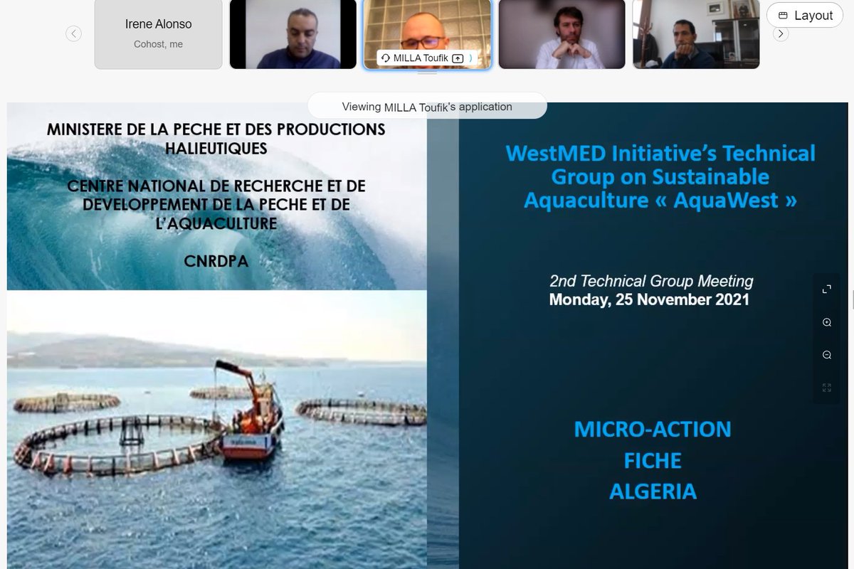 WestMedStrat's tweet photo. 🔴 #StartingNow

The WestMED Algeria National Hub @HubWestmed  is hosting the 2nd meeting of #AquaWest, the Technical Group on Sustainable #Aquaculture created by @WestMedStrat 

The goal of the meeting is to identify concrete cooperation areas, especially in South MED countries https://t.co/l5z3qK2CTR