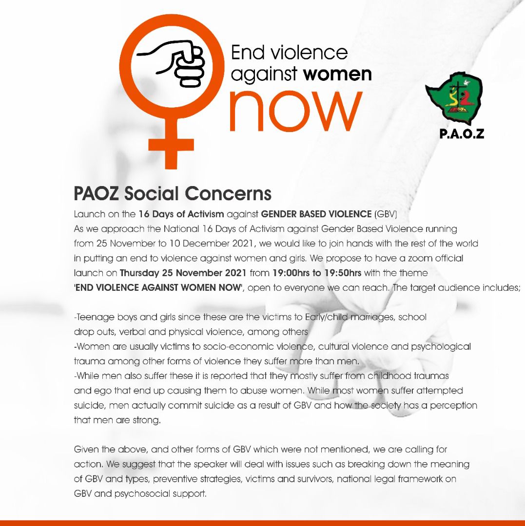 PaozSocial's tweet photo. Violence against anyone on the basis of the gender must end now. Join us tonight as we host a dynamic talk on this vital discussion topic.

Join Zoom Meeting
https://t.co/zofRHqwkaq
Meeting ID: 203 239 6941
Passcode: ZOWA1234 https://t.co/svmmEwe9ux