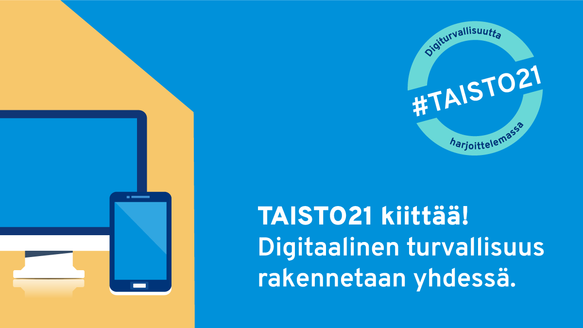 DVVfi's tweet photo. #TAISTO21 kiittää aamupäivän harjoitukseen osallistuneita!

Marraskuussa jokainen torstai on ollut TAISTO-päivä, joista organisaatiot ovat valinneet itselleen sopivan. Harjoituksen kestoksi on voinut valita aamupäivän tai koko päivän.

Tutustu TAISTOon: https://t.co/YsJrzgbgNt https://t.co/Mq7IwRXR0i
