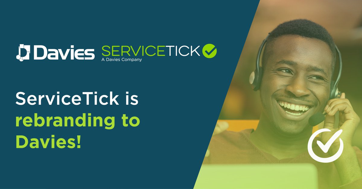 We’re delighted to announce that ServiceTick is rebranding to <a href="/Davies_Group/">Davies</a>!

Under our new brand we’ll be working even closer with  the wider Consulting &amp; Technology team at Davies.

Find out more about Davies here - bit.ly/2YWv7oQ 

#cx #tech #rebrand #daviesgroup