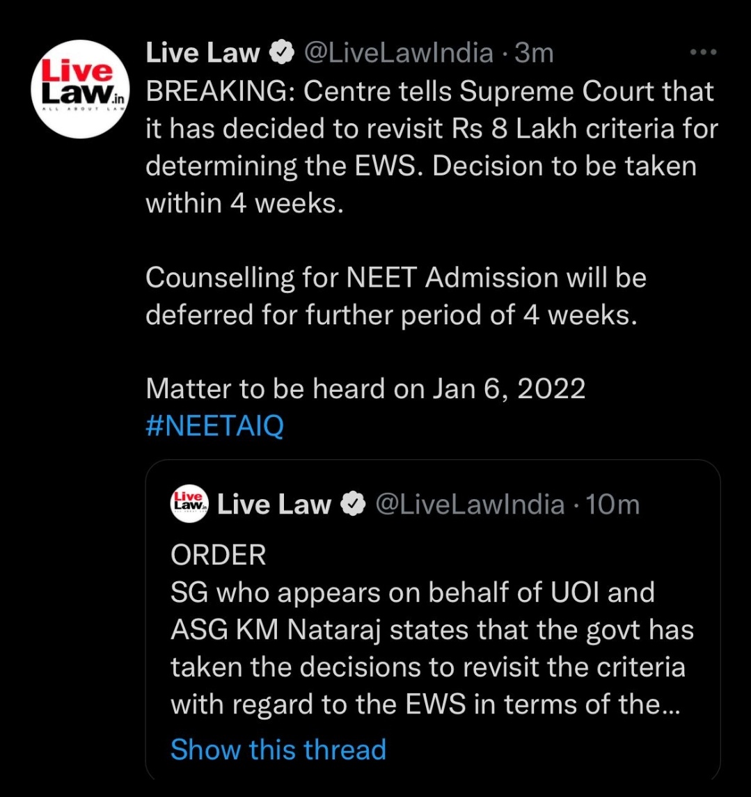 dayanandsagarL1's tweet photo. Speaking of medical education, this is probably the most incompetent govt that independent India has witnessed. NEET counselling delayed again because this incompetent govt has again asked for four more weeks time to sort on EWS. Our JRs continue to suffer. @mansukhmandviya https://t.co/og6iAhNXou