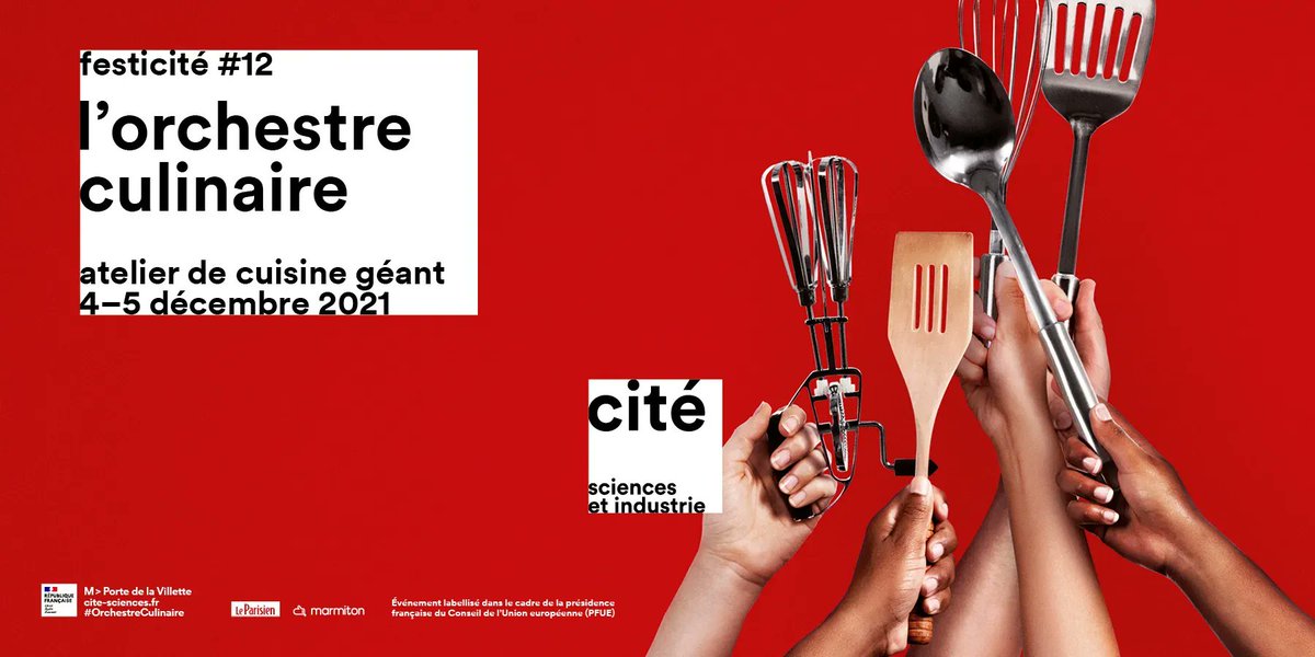 citedessciences's tweet photo. 🍽️ Les 4 et 5 décembre, participez à l'#OrchestreCulinaire à la @citedessciences !

Un événement exceptionnel #FoodMob où vous cuisinerez en groupe et en simultané avec des #chefs. En lien avec l'#ExpoBanquet.

Infos à venir sur https://t.co/DkdM6YodsE 🌐 https://t.co/MXaewh2hDo