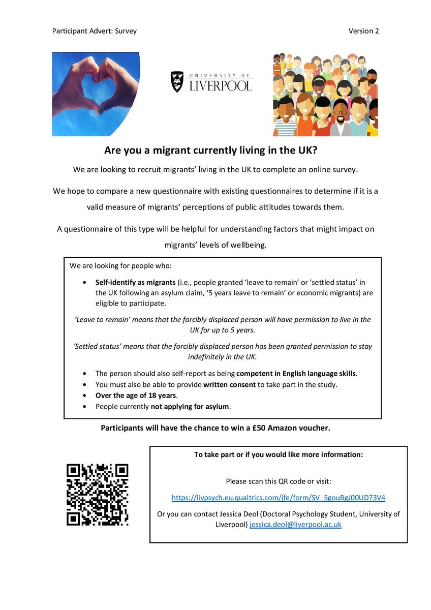 MPPASUK's tweet image. RECRUITING #EconomicMigrants &amp;amp; #Refugees to complete a short survey to help understand the impact of public perception on economic migrants' and refugees' wellbeing. 

Click here to participate: livpsych.eu.qualtrics.com/jfe/form/SV_5g…

#Migrant #Brexit #Migration #UK #psychology #research