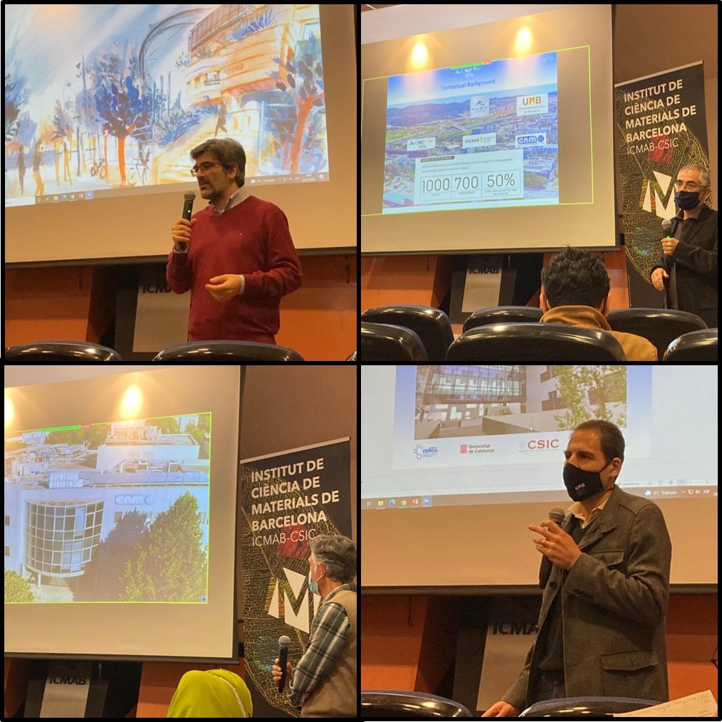 jphd2021's tweet photo. JPhD just started ! 
Thanks to Riccardo Rurali (@icmabCSIC), Jose Santiso (@icn2nano), Luis Fonseca (@imb_cnm) &amp; Daniel Campos (@PRUAB) for participating to the welcome session ! https://t.co/9COTaZ3Jh2