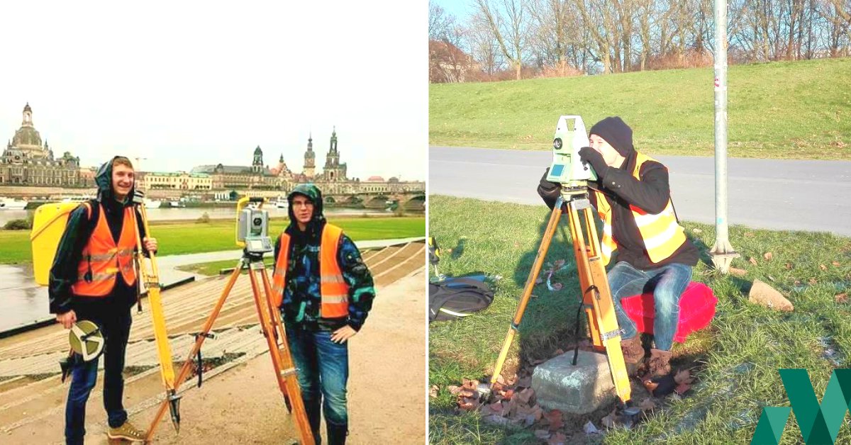 m_geospatial's tweet photo. Itโs Throwback Thursday time! Hereโs a photo of our Laser Scanning Surveyor, Markus Schnarr. back in his college days doing a survey on the banks of the Elbe river with a lovely view of the historic district of Dresden, Germany.
#throwbackthursday #geospatialcertainty https://t.co/AePyiYIKMy