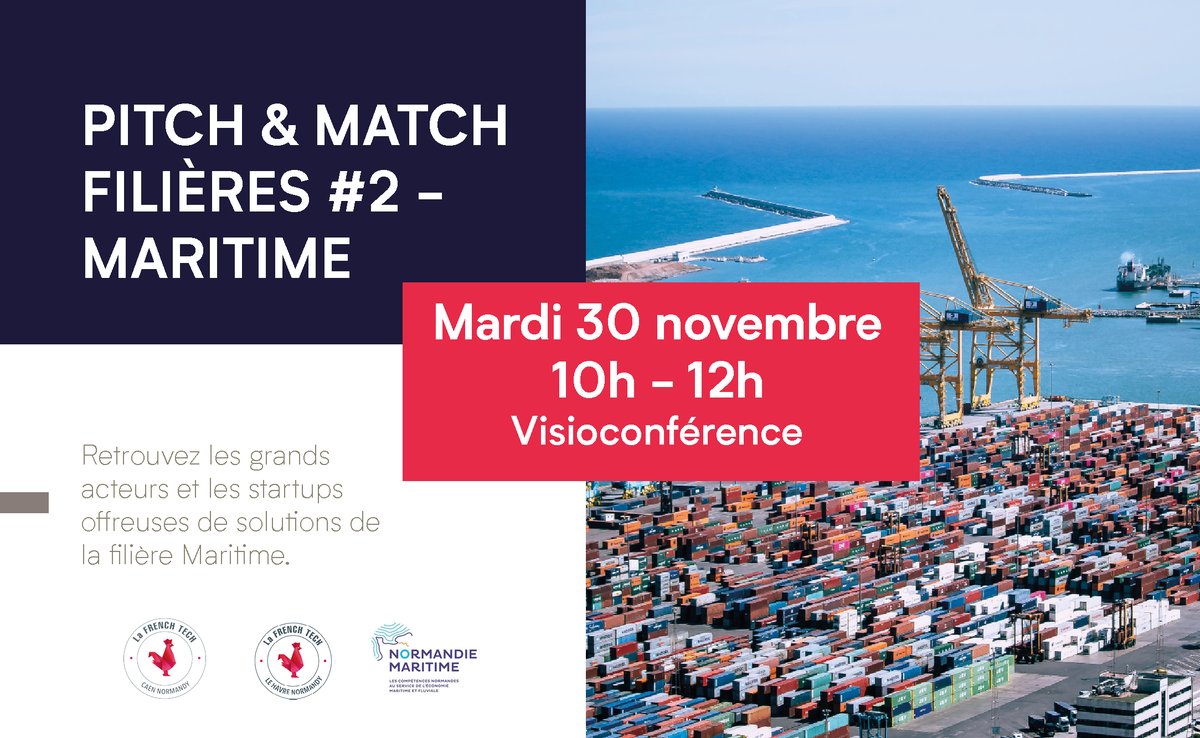 🚢 PITCH &amp; MATCH MARITIME

J-5 

Rendez-vous le mardi 30 novembre de 10h à 12h pour notre seconde édition du Pitch &amp; Match Filières ! 

Venez découvrir et rencontrer les principaux acteurs de la filière #maritime !

Inscriptions : pitch1629901380563.site.digitevent.com/fr/page/inform…

#financement