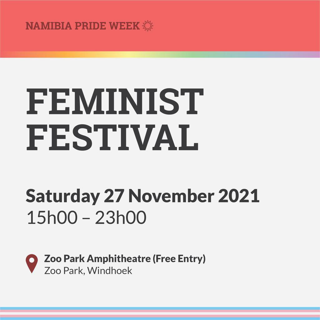 vcrc_namibia's tweet photo. Change your avi to the feminist festival poster, tag 3 friends to follow us and stand a chance to win a tshirt and one round of drinks for you and your 3 friends or a food voucher.
RT for awareness ๐
#NamibiaPrideWeek #FeministFestival https://t.co/5CsE51u8vI