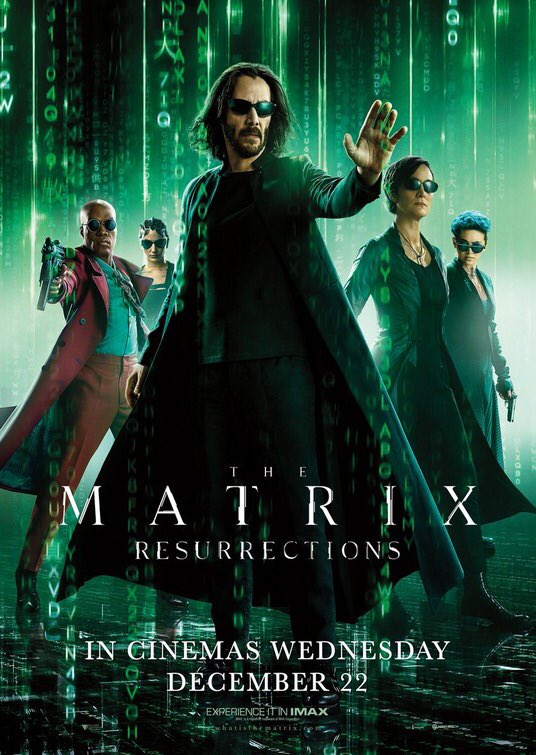CineBinger's tweet image. New poster for ‘The Matrix Resurrections’ has been released. 

Directed by Lana Wachowski.

With: Keanu Reeves, Carrie-Anne Moss, Jada Pinkett Smith, Yahya Abdul-Mateen II, Jessica Henwick, Jonathan Groff, Neil Patrick Harris, Priyanka Chopra Jonas, and Christina Ricci.