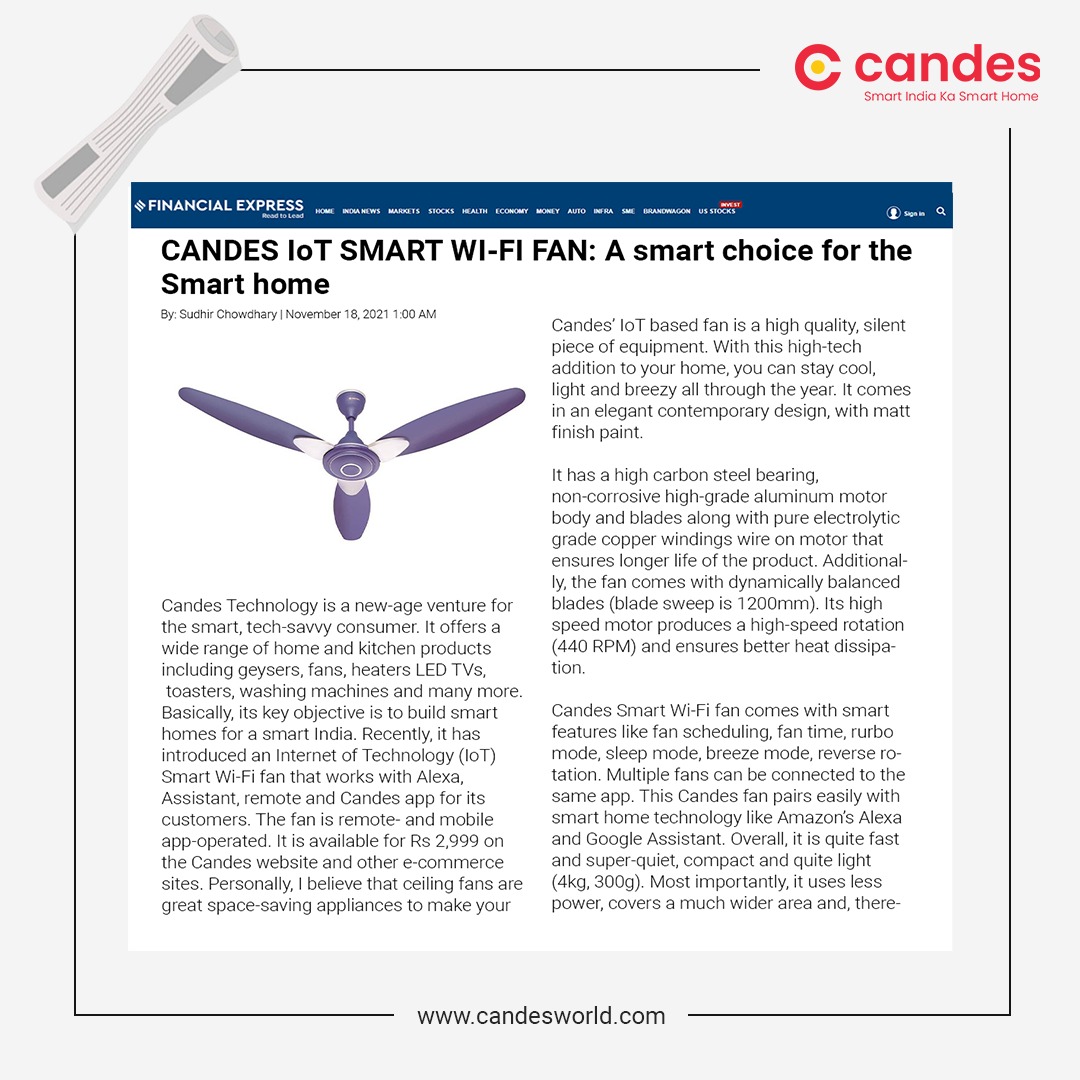 CandesWorld's tweet photo. We are delighted to share the feature of Candes World in @financialexpress
.
.
.
.
#Candes #mediacoverage #mediacoveragetoday #CandesWorld #CandesTechnology #financialexpress #HomeAppliances #affordable #Relax #candesproducts #candesbestproduct #financialexpresscoverage https://t.co/Efz1ACcQDB