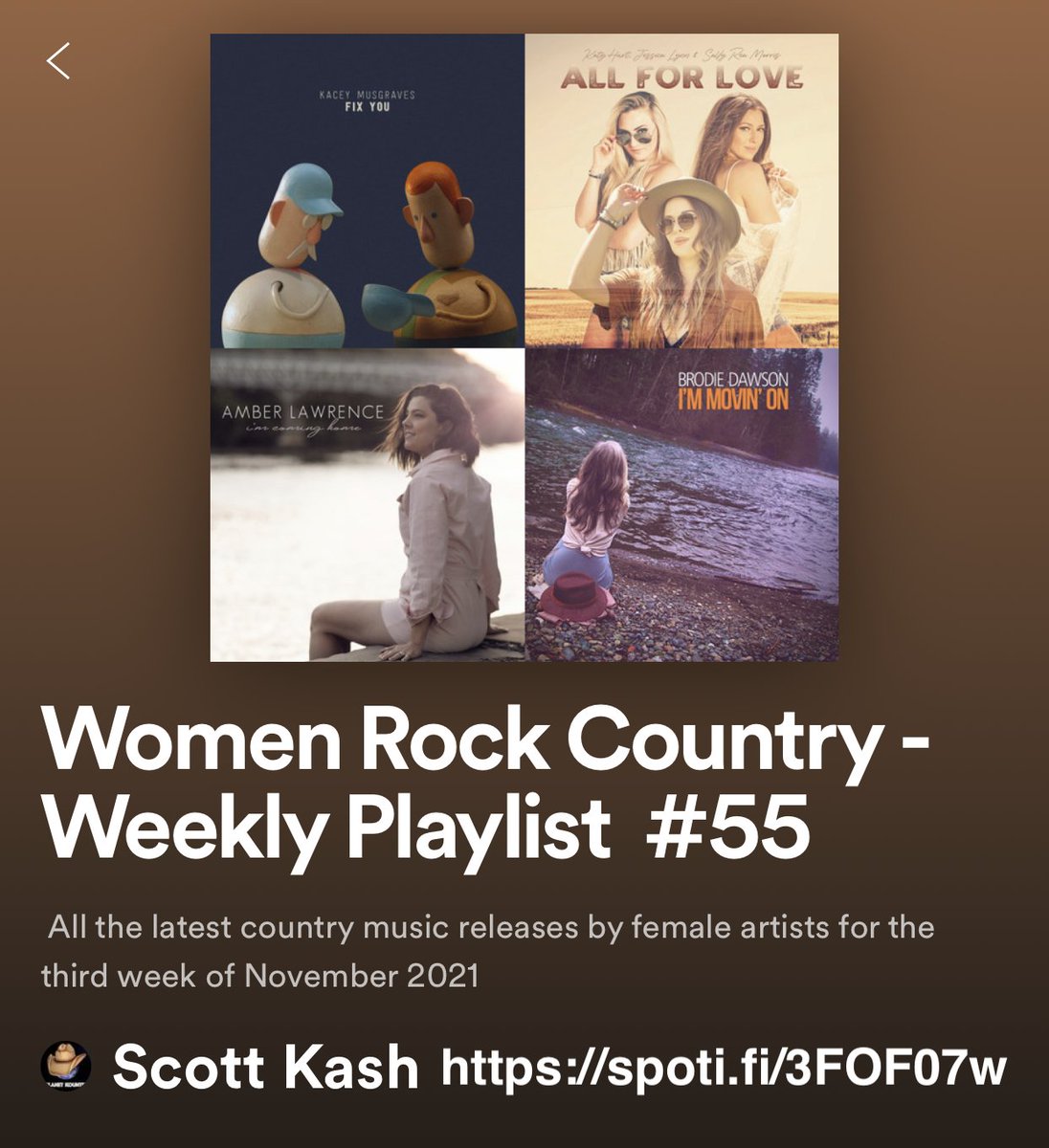 Here’s the new #WomenRockCountry on #NewMusicFriday playlist for the new releases from last week by
<a href="/TayHughes_Music/">TaylorHughesMusic</a>
<a href="/JenniferMlott/">Jennifer Mlott</a> 
<a href="/AshlieghLisset/">Ashliegh Lisset</a>
<a href="/laurendamusic/">Lauren Davidson</a>
<a href="/BonnerBlack/">Bonner Black</a>
<a href="/eLyonsMusic/">ELIZABETH LYONS REILY</a>
<a href="/DallasRemington/">Dallas Remington™</a>

PLUS MORE

#Spotify
spoti.fi/3FOF07w

#NewMusicRelease
