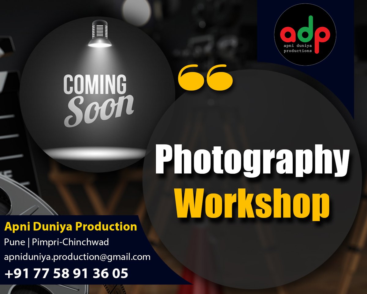 ApniDuniyaProd1's tweet photo. #ApniDuniyaProduction #Photography #Videography #Workshop #Pune  #Pimpri_Chinchwad https://t.co/ilmOL15Jlh