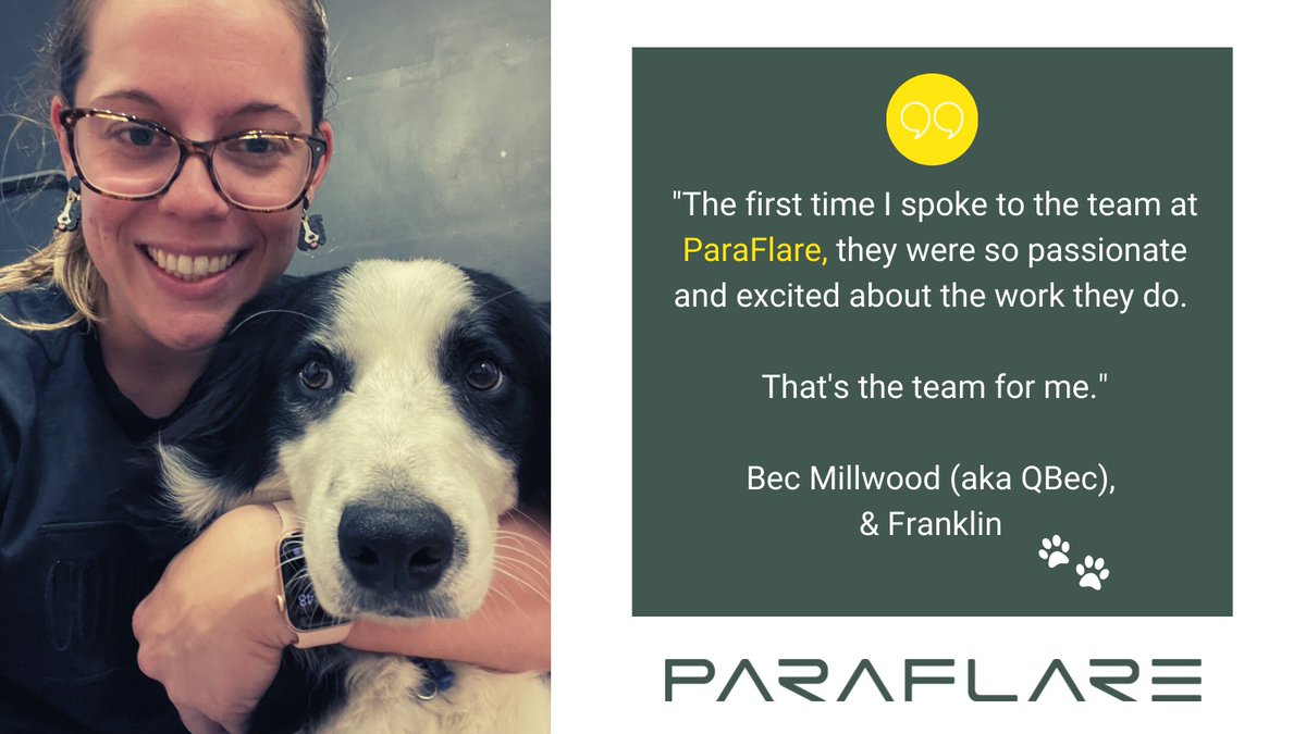 Welcome to the team QBec (and Franklin) 🐶. We're so lucky to have you. <a href="/fancy_4n6/">Shanna Niggans 🦄</a> <a href="/a__mccarthy/">Adam</a> #paraflarepeople