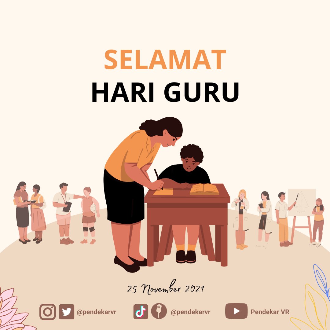 pendekarvr's tweet photo. Selamat Hari Guru para Pendidik Hebat! 💪💪
HGN merupakan bentuk penghargaan terhadap jasa-jasa para guru yg telah berkontribusi meningkatkan kecerdasan bangsa Indonesia. Yuk hargai guru-guru kita dgn cara-cara sdrhna sprti mngkuti peljrn dngn baik, tdak brsik saat bljr, Dll.. https://t.co/DlZKN3KhuJ