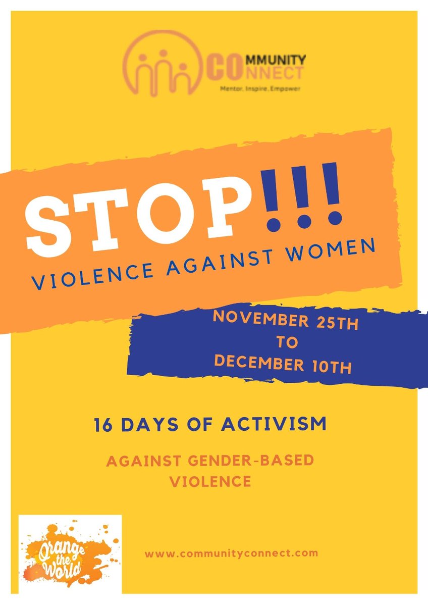 CommConnect9's tweet photo. As the world kicks off the 16 Days of Activism 2021 today, Community Connect joins the international community in this global campaign to end violence against women now!
#16DaysofActivism #16Days #OrangeTheWorld https://t.co/6kl0GPwLFa