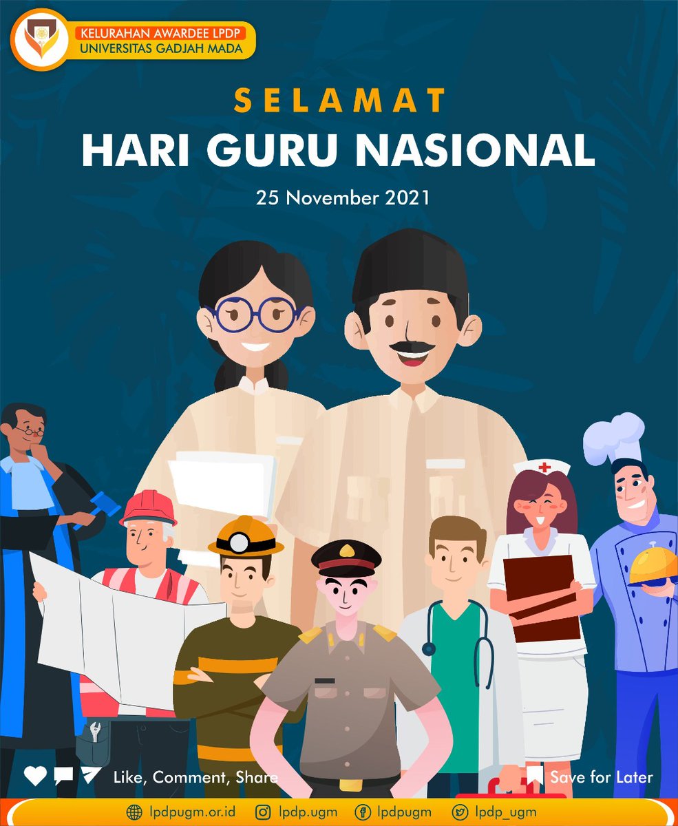 lpdp_ugm's tweet photo. Guru adalah pahlawan tanpa tanda jasa. Seorang guru mampu melahirkan ribuan orang hebat. Tanpa guru pastilah kita kekurangan ilmu.@LPDP_RI

Selamat Hari Guru Nasional teruntuk guru di segala penjuru Indonesia 📚👨‍🏫👩‍🏫
#selamathariguru 
#lpdp
#lpdpugm
#ugmyogyakarta https://t.co/RvHy68gWHP