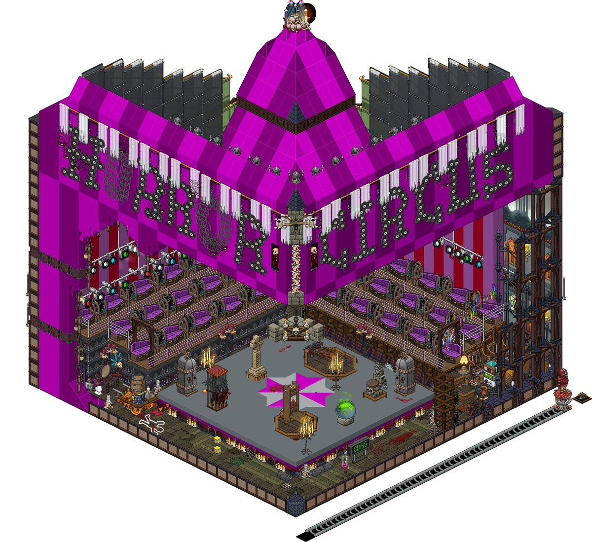MetalizerHabbo's tweet photo. This is my room for "Travel Circus" event by @HabboTra 
The Horror Circus ☠️🧛‍♂️🧟‍♂️🎪 on @HabboItalia 
@Habbo https://t.co/CnKFLdM3of